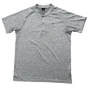 Primo Henley Shirt Mens S Short Sleeve Polo Blade Collar Performance Golf Gray